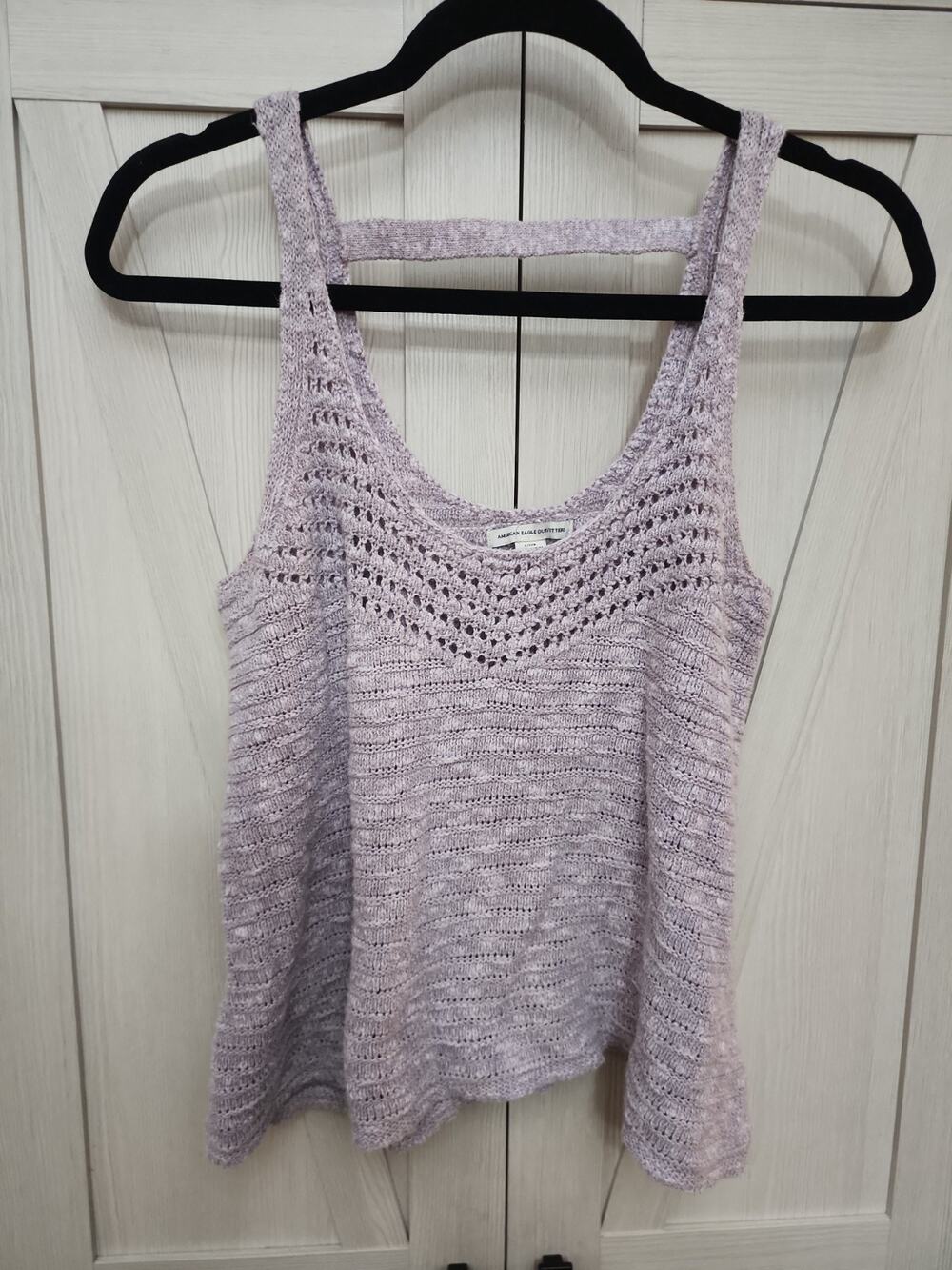 American Eagle Size Large knit tank top Purple Crochet